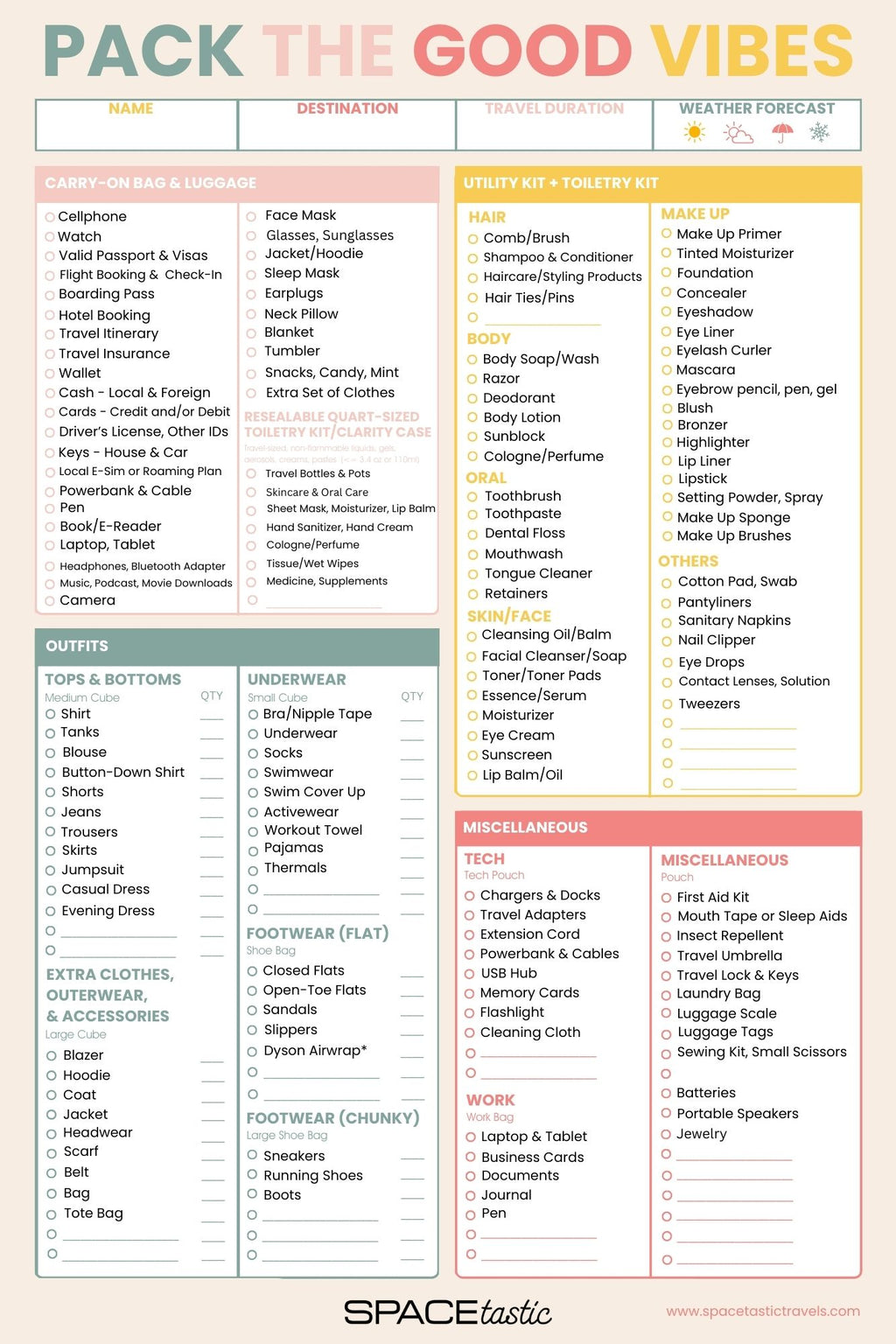 PACKING LIST & DAILY OUTFIT PLANNER